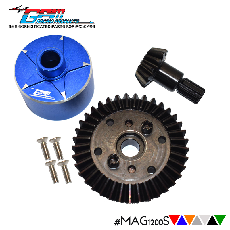 CARBON STEEL RING GEAR 37T & PINION GEAR 13T WITH ALLOY DIFF CASE MAG1200S FOR 1/10 ARRMA RC GRANITE 2WD BLX MEGA MONSTER TRUCK